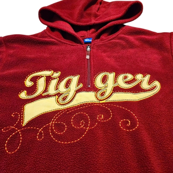 VTG Disney Tigger Fleece Hoodie XXL Red Half Zip Embroidered Winnie the Pooh Y2K - Picture 2 of 11